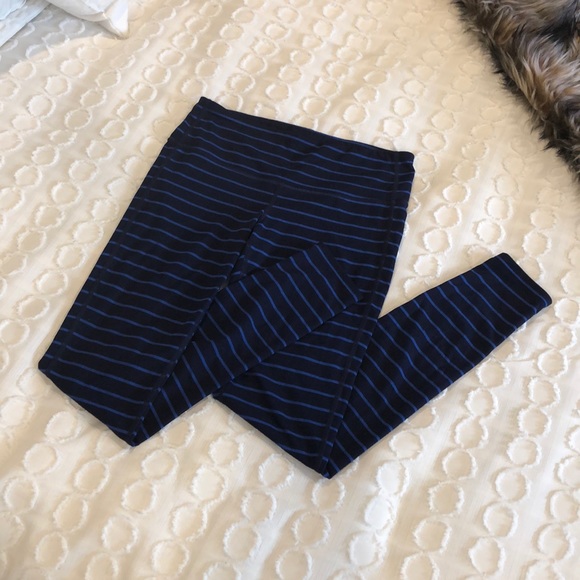 Athleta Pants - Athleta Blue Striped Chaturanga Leggings